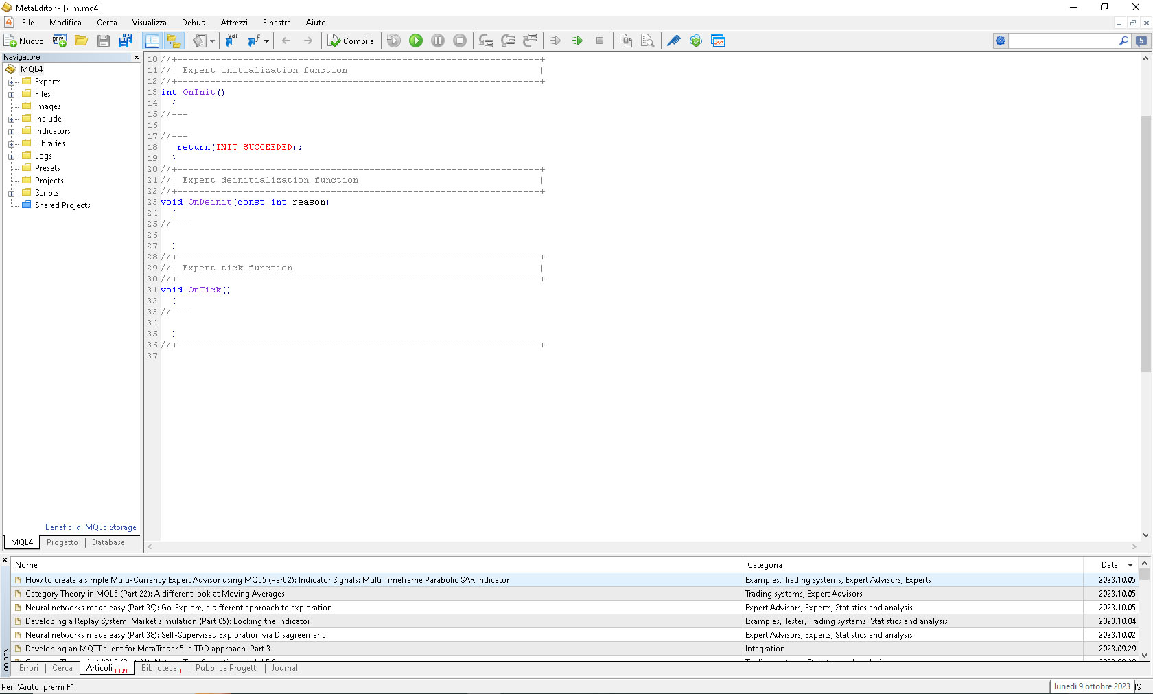 meta editor: programmare in mql4